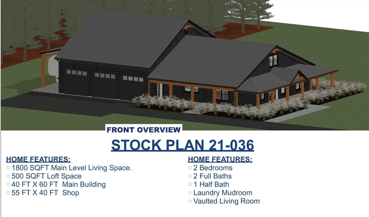 A plan for a Barndominium.