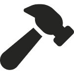 A black icon of a hammer.