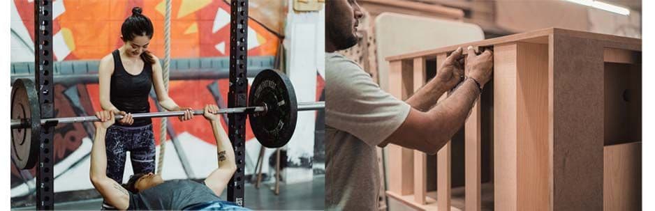 People lift weights.