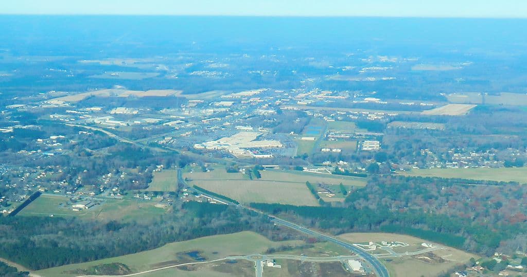 An aerial view of Salisbury, Maryland.