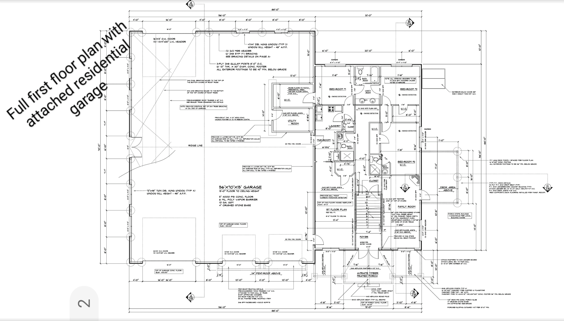 A blueprint floorplan for a Barndominium.