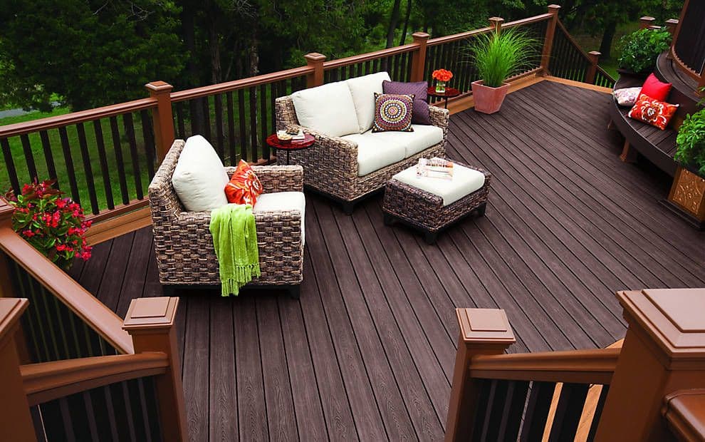 A Trex Composite Deck with deck railing.
